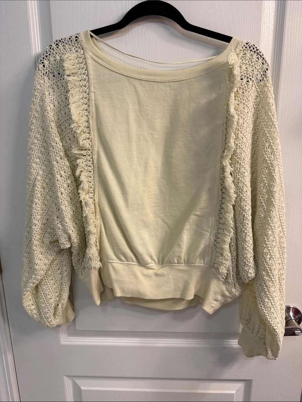 Free People Cream Faff Fringe Pullover
